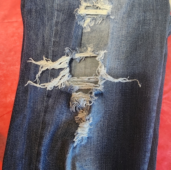 Machine Pour Neuf Mode Jeans Blue Wash Distressed Womens Sz 36 - Picture 2 of 16